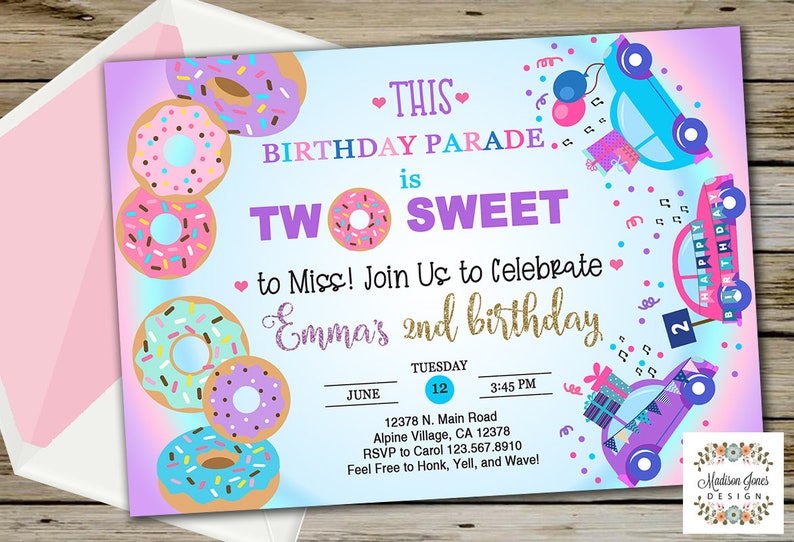 drive by through thru quarantine birthday girl donuts birthday parade invite two sweet 2nd birthday. DONUT BIRTHDAY PARADE invitation
