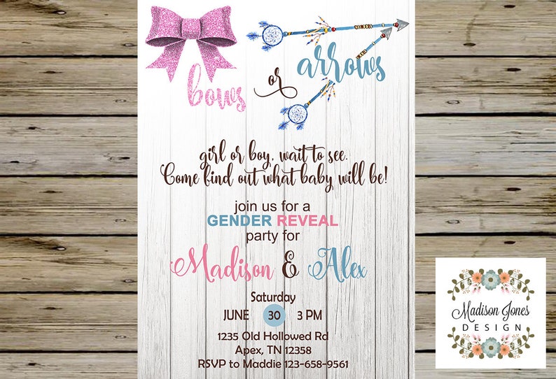 Bows or Arrows GENDER REVEAL Invitation Tribal Gender Reveal Etsy