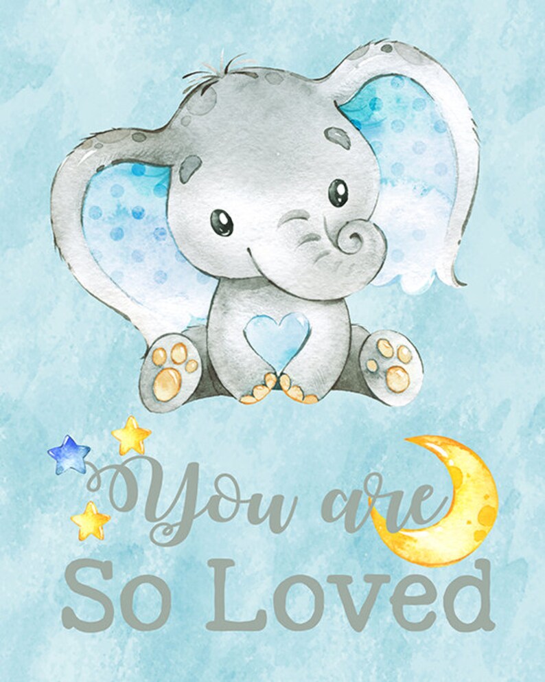 BABY ELEPHANT Nursery Wall Art Boy Wall Art Boy Wall Decor | Etsy