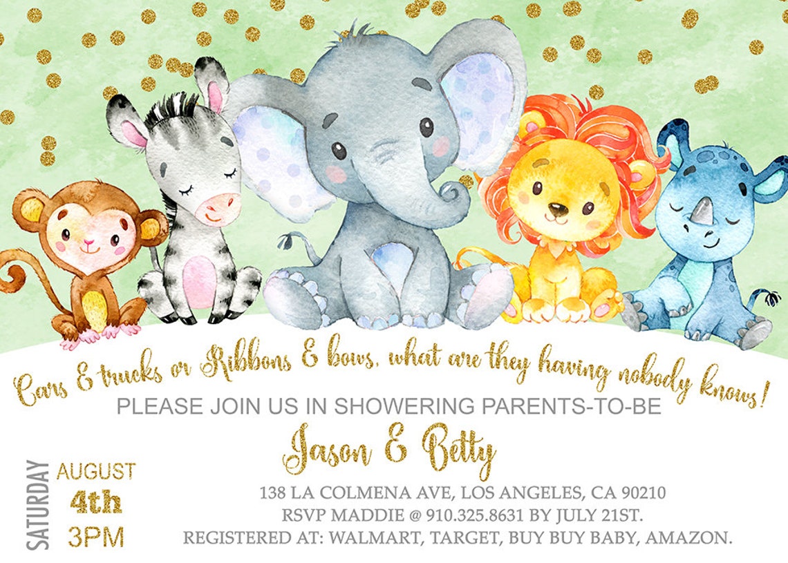 Gender Neutral JUNGLE BABY SHOWER Invitation Gender Neutral Etsy