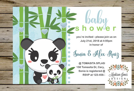 panda bear baby shower invitations