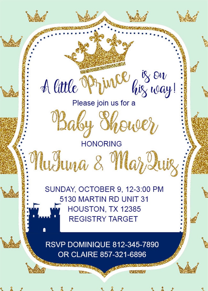 PRINCE BABY SHOWER Invitation Customized Digital Printable Etsy