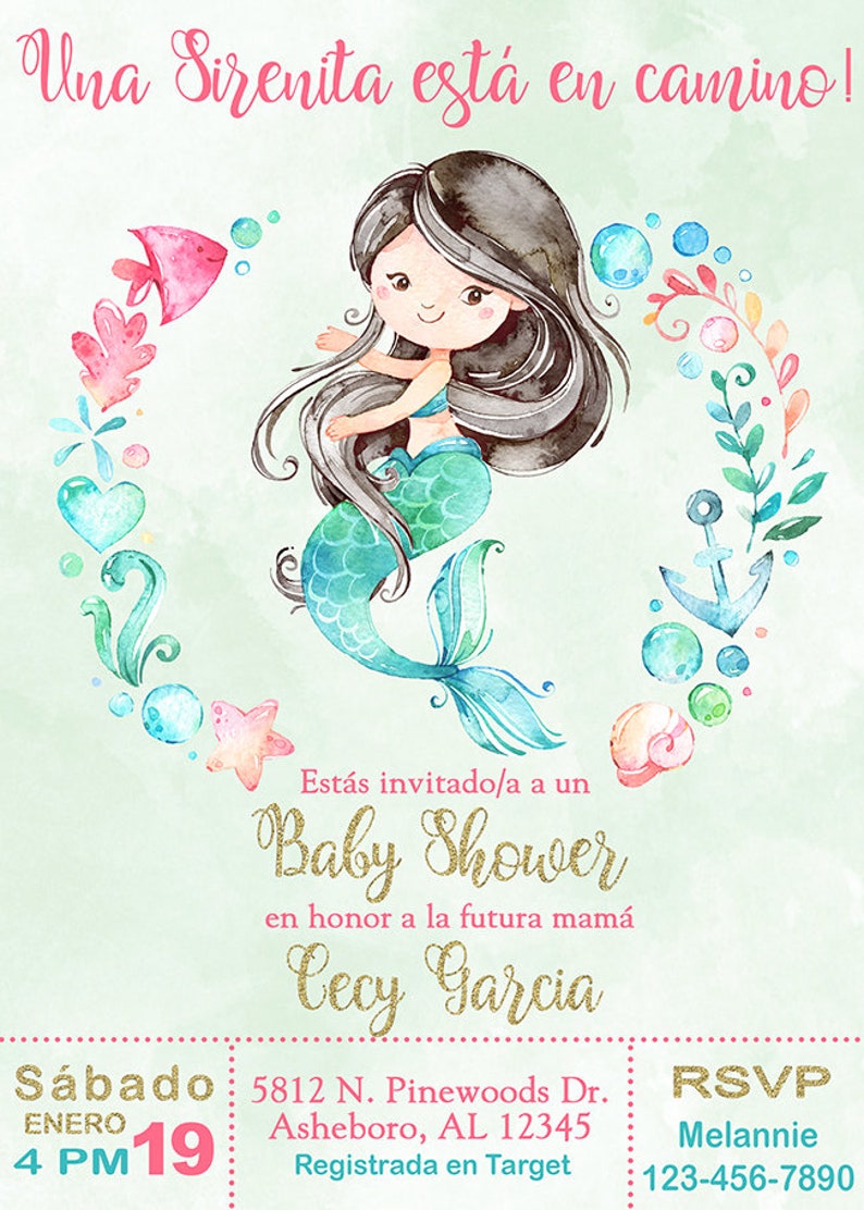 Es Nina Sirena Baby Shower Invitacion Girl Mermaid Baby Shower Invitation Digital Printable Sirenita Baby Shower Espanol Spanish Es Nina Sirena Baby Shower Invitacion Girl Mermaid Baby Shower Invitation Digital Printable Sirenita Baby Shower Espanol Spanish