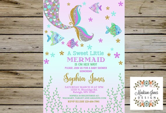 amazon mermaid baby shower invitations