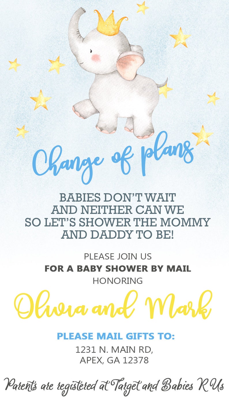Postponed Cancelled Baby Shower Change of Plans Announcement Etsy