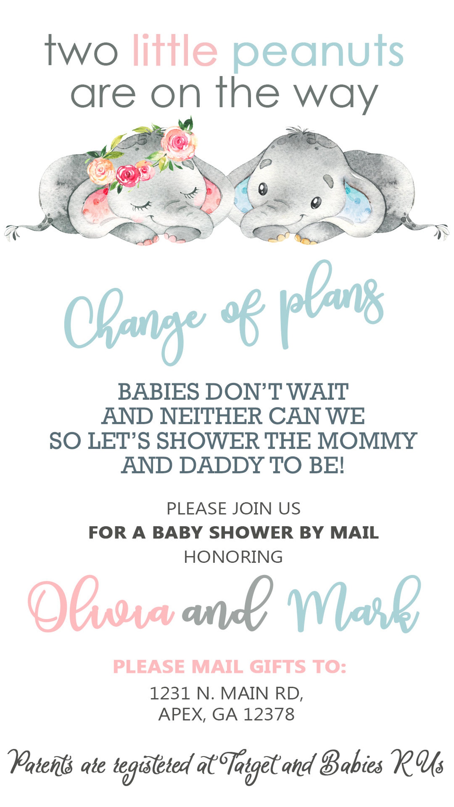Postponed Cancelled Baby Shower Change of Plans Announcement Etsy