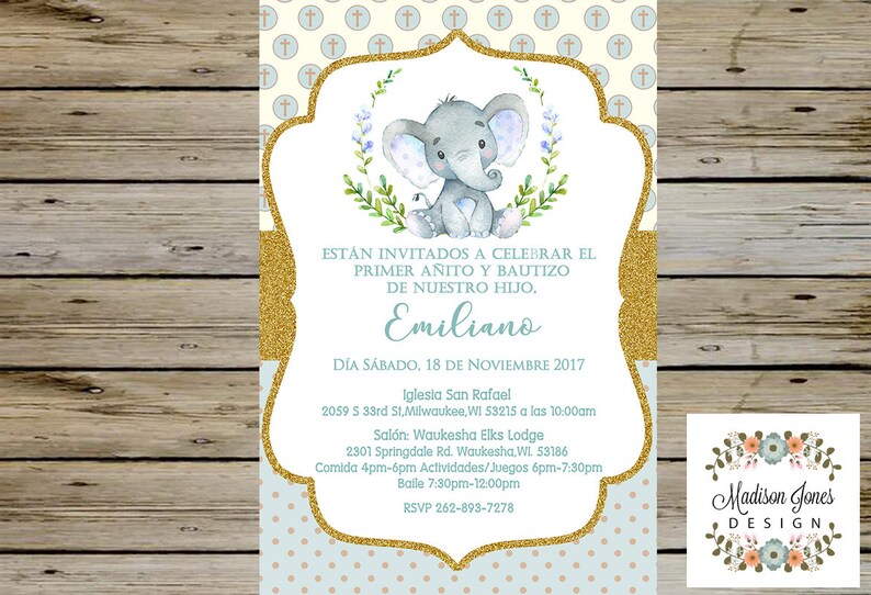 images Baby Boy Baptism And Birthday Invitation blue baby elephant baptism invitation