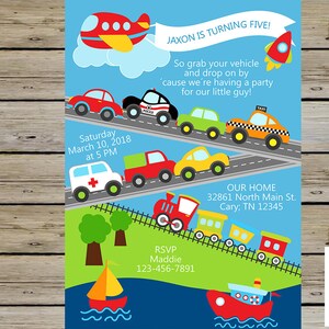 Transport Invitation Anniversaire Garcon Vehicules De Etsy Transport Invitation Anniversaire Garcon Vehicules De Etsy