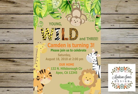 Safari Garcon Jungle Invitation Anniversaire Invitation Etsy