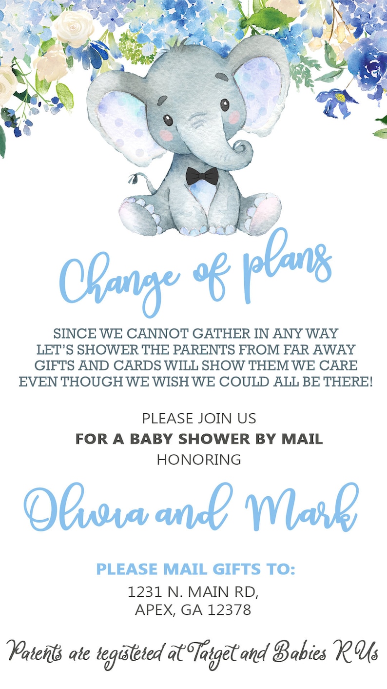 Postponed Cancelled Baby Shower Change of Plans Announcement Etsy