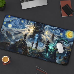 Alfombrilla de escritorio Clair Obscur Expedition 33 con temática de Noche Estrellada / Alfombrilla de ratón XL para gamers Starry Night Fantasy Expedition 33 / Idea de regalo para tapetes de juego de cartas