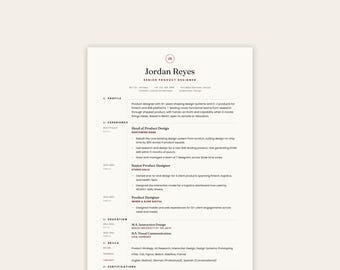 Editorial Minimal Resume Template for Designers & Creatives | Canva, A4 and US Letter