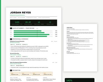 Sales Growth Resume System for Sales & Account Executives | Canva + ATS Word CV