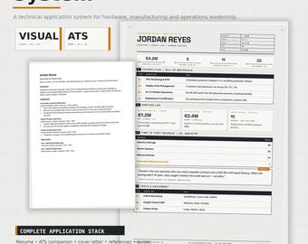 Shop Spec Resume System for Hardware & Operations Leads | Canva + ATS Word CV (Digital Download)