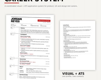 Swiss Resume System for Product & UX Designers | Canva Visual + ATS Word CV (Digital Download)