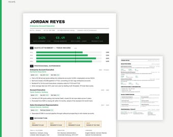 Sales Growth Resume Template for Sales & Account Executives | Canva, A4 and US Letter