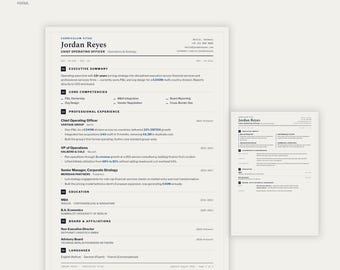 Corporate Executive Resume Template for COO, Finance & Operations | Canva, A4 and US Letter