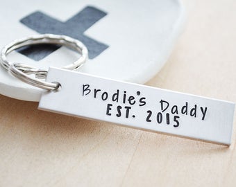 Personalized Gift for Dad - New Dad Gift from Baby - Dad Established Key Chain - Stocking Stuffers for Men - Baby Name Keychain for Dad