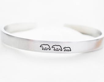 Two Moms Mama Bear and Cub Cuff Bracelet, Christmas Gifts for Mom Bear, Lesbian Moms, LGBT Pride Bracelet, Lesbian Parents, Gift for Wife