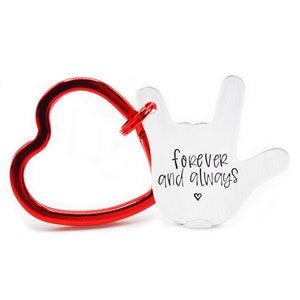 ASL I Love You Keychain American Sign Language Key Ring Mother's Day Jewelry Gift for Someone Special Gift for Her Mommy Keychain image 1