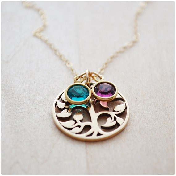 two birthstone necklace for mom