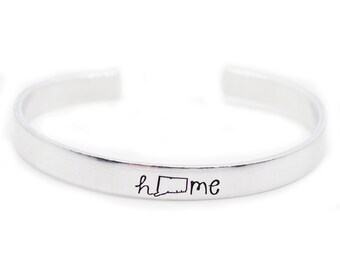 Connecticut Home State Cuff Bracelet - Home State Jewelry - Graduation Gift for Best Friend - CT State Bracelet - Hand Stamped Cuff Bracelet