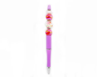 Flower Beaded Pens, Purple Beaded Pen, Personalized Gift Teachers Pens, Cute Gifts for Teacher Appreciation Week, Pink Silicone Bead Pen