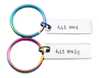 His One His Only Keychains - Gay Couples Keychains - Personalized Gay Keyrings - LGBTQ Pride Wedding - Love is Love