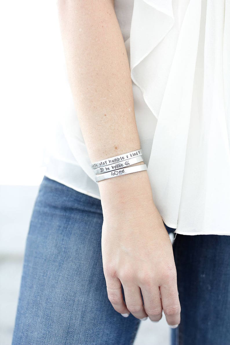 Let it Be Bracelet Adjustable Hand Stamped Cuff Bracelet Personalized Jewelry for Her Inspirational Silver Bracelet image 6