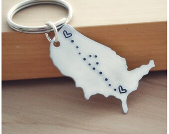 USA Keychain, Moving Away Gift, See You Soon, USA Map, Best Friend Long Distance Gift, United States Travel Map, LDR Gift