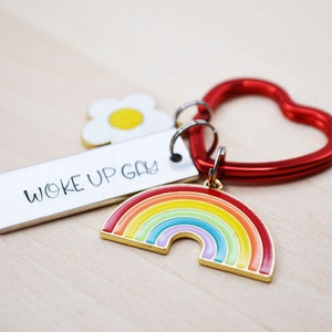Pride Keychain, Woke Up Gay Again, Funny Gay Pride, LGBTQ Keychain, Rainbow Purse Charm, Gay Rights are Human Rights, Trans Rights image 3