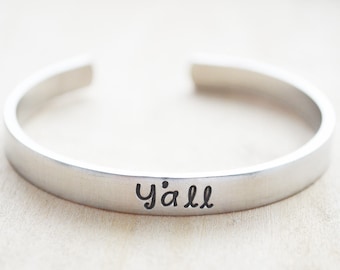 College Graduation Gift - Hand Stamped Bracelet - Y'all Need Jesus - Texas Cuff Bracelet - Silver Texas Jewelry - Southern Sayings