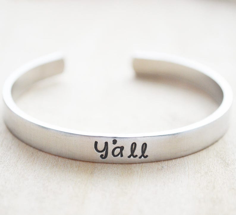 College Graduation Gift Hand Stamped Bracelet Y'all Need Jesus Texas Cuff Bracelet Silver Texas Jewelry Southern Sayings image 1