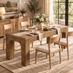 70.9" Farmhouse Dining Table for 4–6 | Rustic Brown Rectangular Kitchen Table | Heavy-Duty Geometric Legs | Large Dining Room Table |