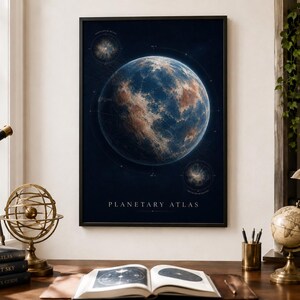 Planetenatlas-Wandbild, Himmelsnavigationskarte zum Ausdrucken (Digitaler Download)