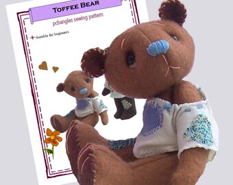 Naaipatroon voor een knuffelbeer in de vorm van een toffee van pcbangles