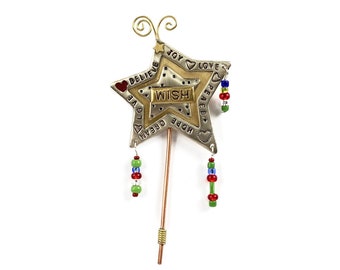 Star Pin, Wish Pin, Mixed Metal Star Pin, Christmas Star Pin, S225