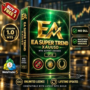 v1.0 EA Super Trend XAUUSD MT5 EA Trading Bot, Gold Algo Trading Scalping, ftmo darwinex Prop Firm Ready, MQL5 Expert Advisor, Expertfxhub