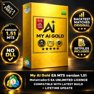v1.51 My AI Gold trading bot MT5 EA, Forex Algo scalping bot, ftmo prop firm challenge ready, MQL5 expert advisor, gold scalper, Expertfxhub