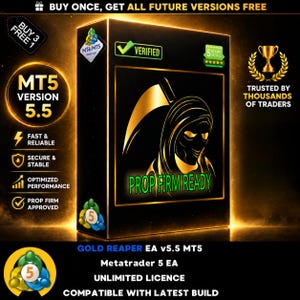 v5.5 The Gold Reaper MT5 EA ゴールド取引ボット、MQL5エキスパートアドバイザー、アルゴリズム取引、ftmoプロップファームチャレンジ、Expertfxhub