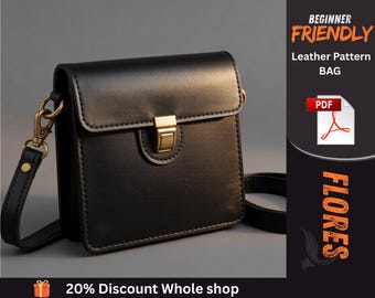 Leather Box Bag Pattern PDF, Flap Phone Crossbody Template, Beginner DIY Mini Shoulder Sewing Pattern