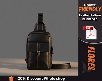 Leather Pattern Sling Bag pdf, Beginner Friendly diy Leather Chest Bag Template, Mens One Shoulder Sling Pattern, Digital Download