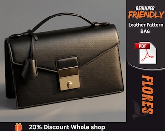 Leather Handbag Pattern PDF, Top Handle Flap Bag Template, Beginner DIY Purse Sewing Pattern