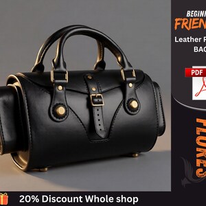 Leather Bowling Bag Pattern PDF, Vintage Doctor Bag Template, Beginner DIY Barrel Purse Sewing Pattern