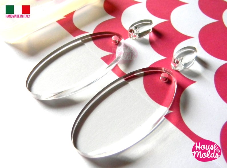 premade hole on top Clear Silicone Mold Oval Flat Earring Set with 4 cavityes perfect for any resin creations!
