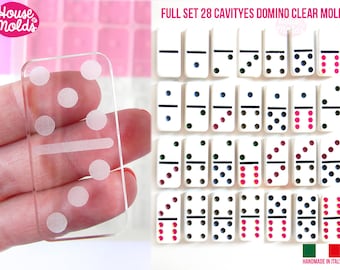 Ensemble complet 28 cavités, taille réelle, moules en silicone transparent Domino - Jeu de domino avec des points gravés moules transparents en silicone - PRIX RÉDUIT !