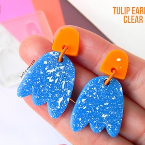 TULIP  Earrings Clear Mold , Premade Holes ,super shiny - house of molds -made in italy