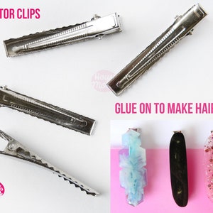 Alligator Hair Clips Blanks -Platinum Colour Glue on Hair accessories  -  56 mm lenght , 8 mm width -house of molds