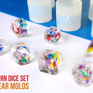 Modern Sharp Gamer Dice Set of 7 Clear Silicone Molds - HOUSE OF MOLDS design