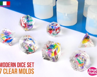 Modern Sharp Gamer Dice Set of 7 Clear Silicone Molds - HOUSE OF MOLDS design